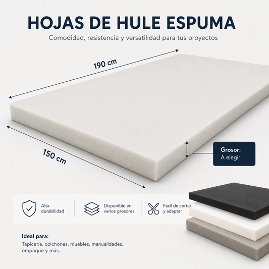 Hoja Hule Espuma Extra Grande | Dureza Semi Firme | 190 x 150 cm